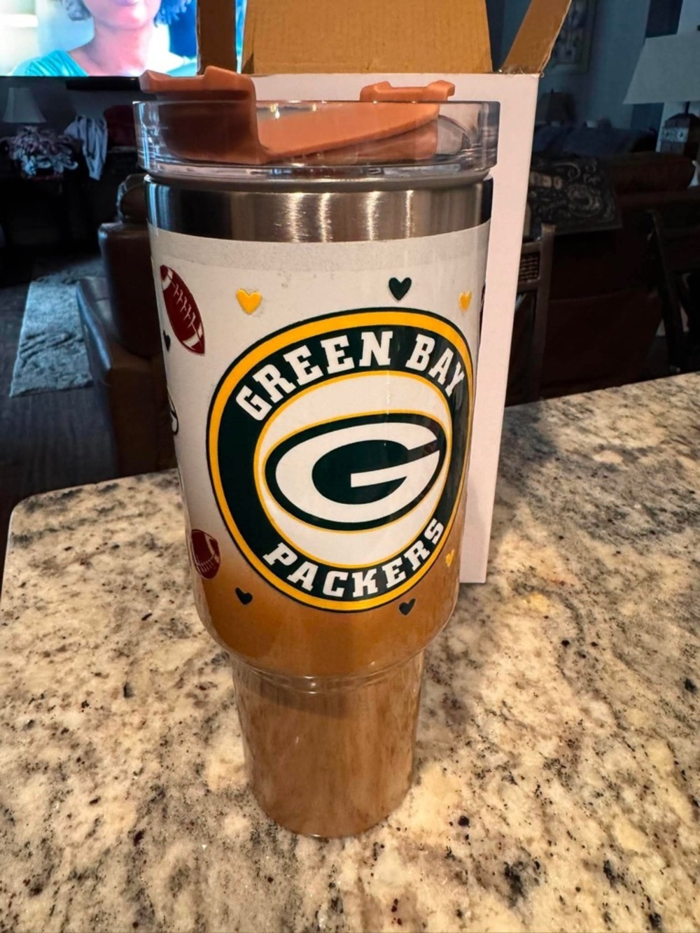 Green Bay Packers Stainless Tumbler - Brown and white NEW IN BOX
